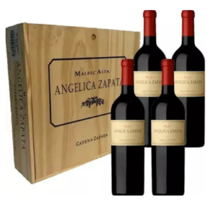 Kit com 4 Garrafas Angelica Zapata Malbec + Caixa Madeira